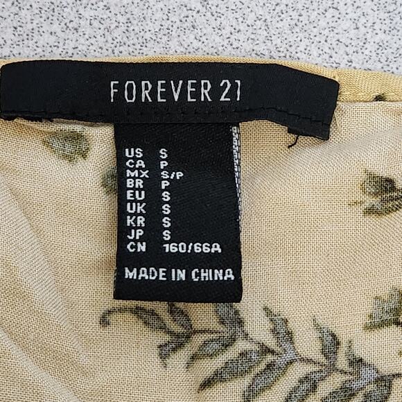 Forever 21 Yellow Pink Floral Print Spaghetti Strap Jumper Small Lightweight - Picture 3 of 4